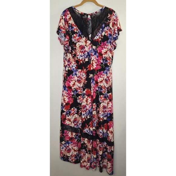 TORRID Floral Midi Skater Dress Plus Sz 2x Studio Knit Lace Whimsigoth Mature - Picture 2 of 15